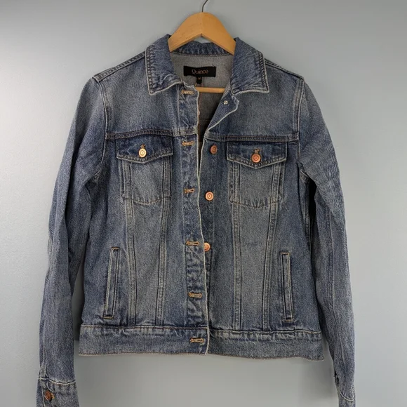 Quince Women's 100% Organic Cotton Jean Denim Jacket Indigo Blue Medium - Picture 8 of 15